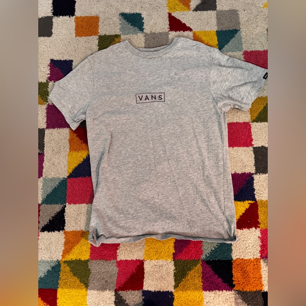 Vans grey and maroon box logo tee size men’s medium